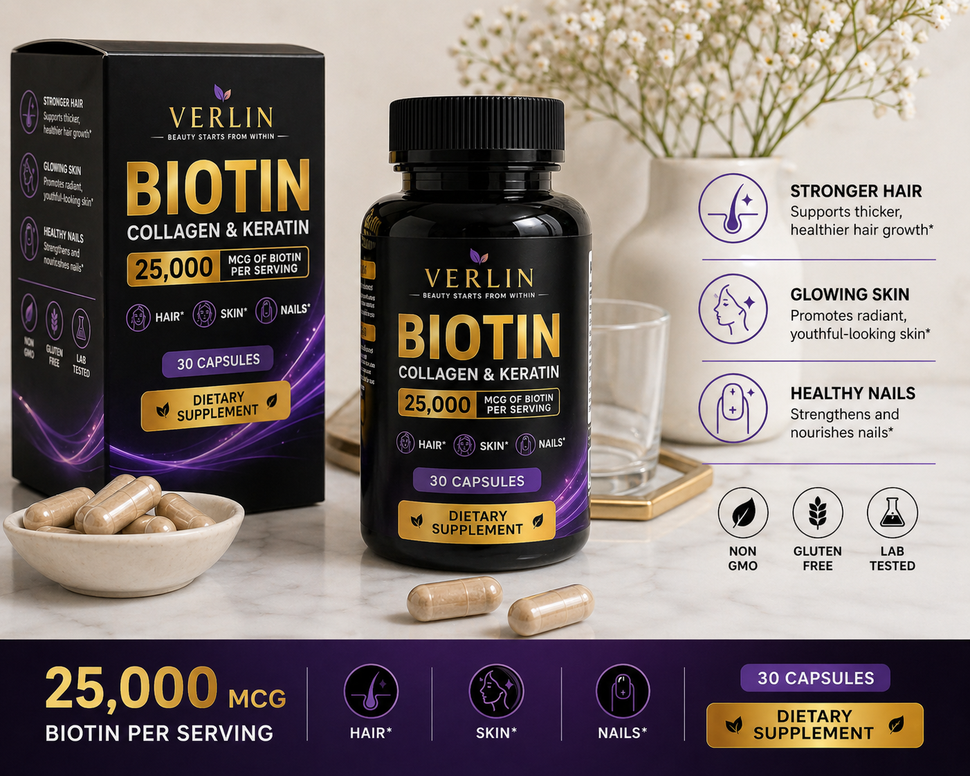 Biotin, Collagen & Keratin Hair Growth Capsules